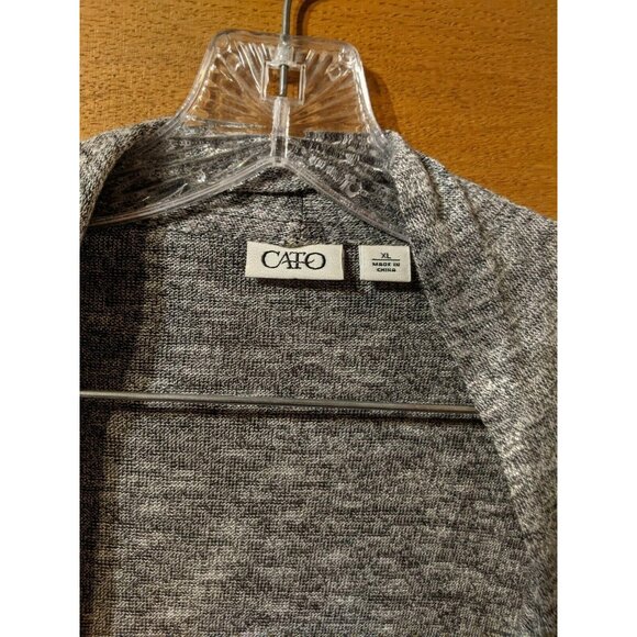 CATO Blazer Jacket Cover-up Size XL Long Sleeve Open Faux Leather Career Gray - Picture 4 of 6